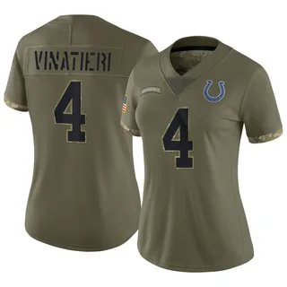 Adam Vinatieri Indianapolis Colts Women's Limited 2022 Salute To Service Nike Jersey - Olive