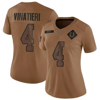 Adam Vinatieri Indianapolis Colts Women's Limited 2023 Salute To Service Nike Jersey - Brown