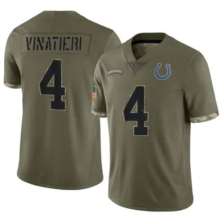 Adam Vinatieri Indianapolis Colts Youth Limited 2022 Salute To Service Nike Jersey - Olive