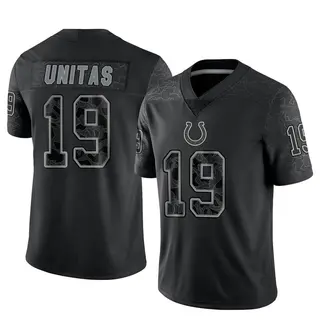 Johnny Unitas Indianapolis Colts Men's Limited Reflective Nike Jersey - Black