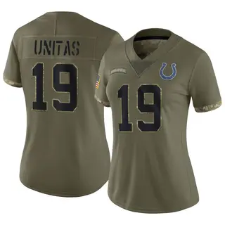 Johnny Unitas Indianapolis Colts Women's Limited 2022 Salute To Service Nike Jersey - Olive