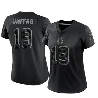 Johnny Unitas Indianapolis Colts Women's Limited Reflective Nike Jersey - Black