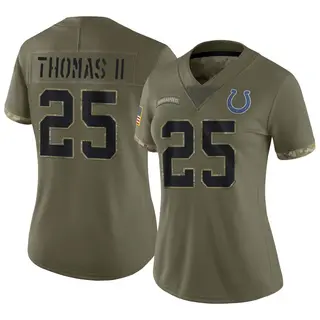 Rodney Thomas II Indianapolis Colts Women's Limited 2022 Salute To Service Nike Jersey - Olive