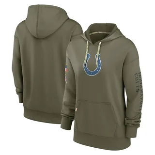 Women's Indianapolis Colts Olive 2022 Salute to Service Performance Pullover Hoodie